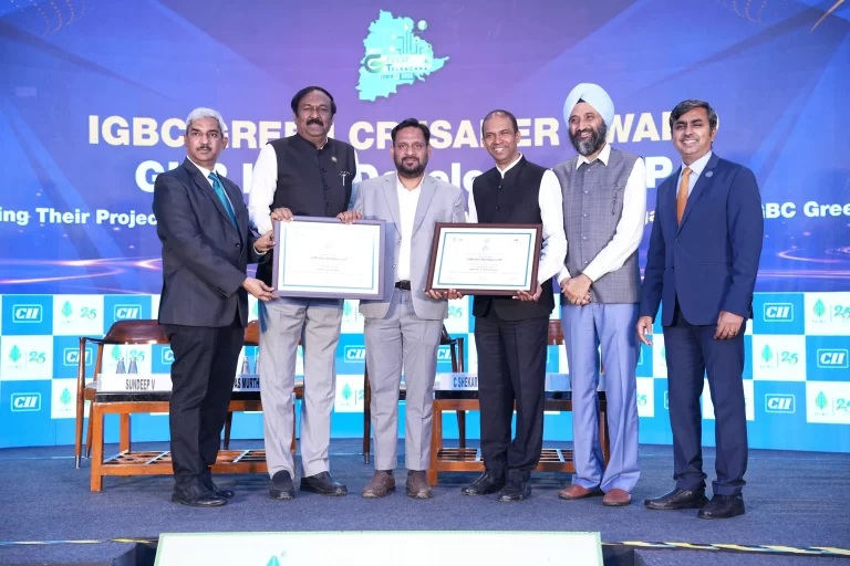 GHR Infra team receiving IGBC Green Crusader Award at Green Telangana Summit 2026 in Hyderabad